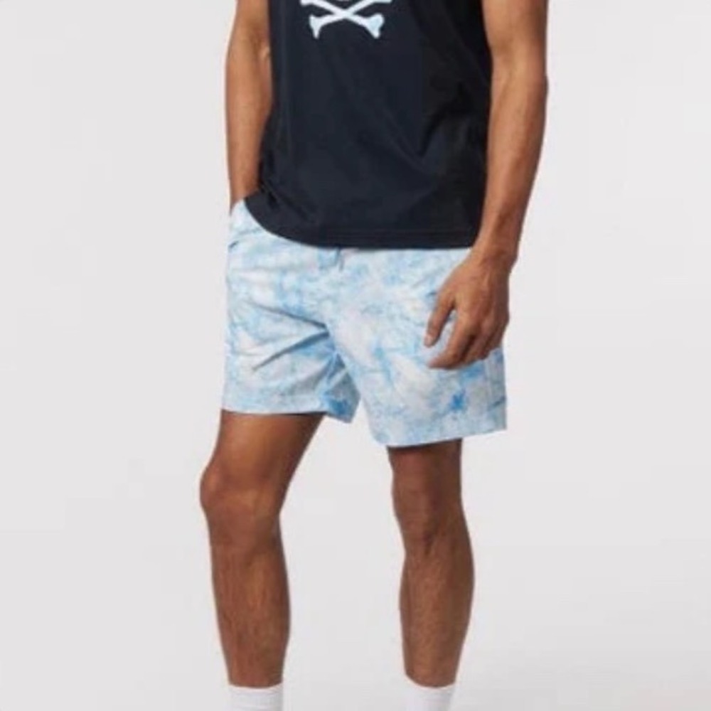 Psycho Bunny Hempstead Mens Largeโ Blue Tie Dye Cloud Swim Trunks Board Shorts